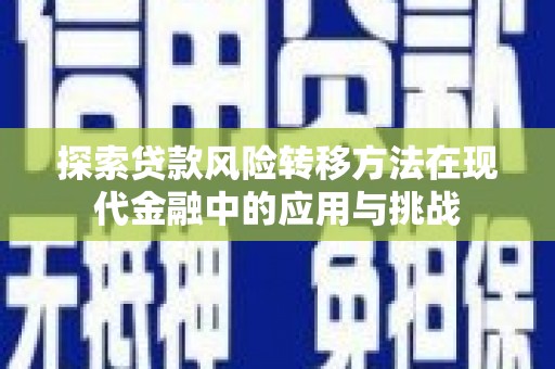 叶城探索贷款风险转移方法在现代金融中的应用与挑战