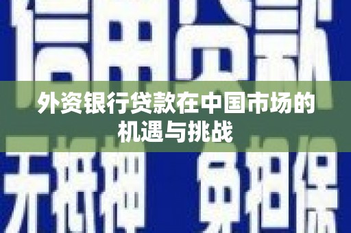 叶城外资银行贷款在中国市场的机遇与挑战