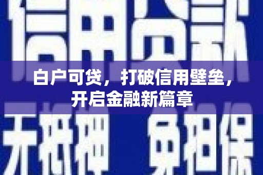 叶城白户可贷，打破信用壁垒，开启金融新篇章