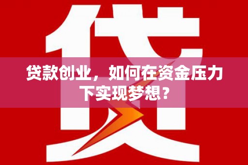 叶城贷款创业，如何在资金压力下实现梦想？