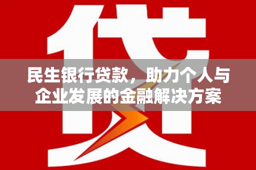 叶城民生银行贷款，助力个人与企业发展的金融解决方案