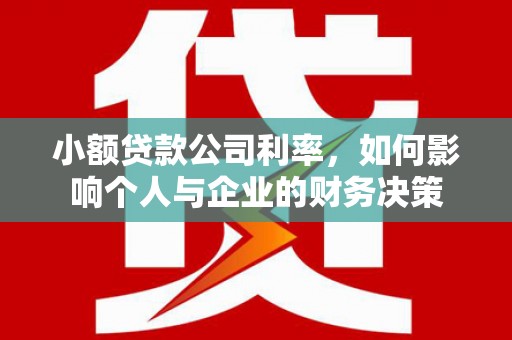 叶城小额贷款公司利率，如何影响个人与企业的财务决策