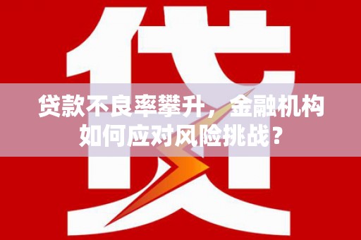 叶城贷款不良率攀升，金融机构如何应对风险挑战？