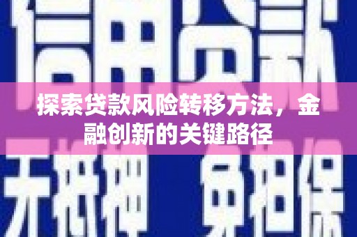 叶城探索贷款风险转移方法，金融创新的关键路径