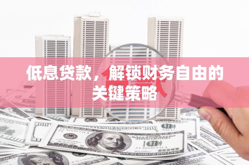 叶城低息贷款，解锁财务自由的关键策略