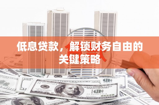 叶城低息贷款，解锁财务自由的关键策略