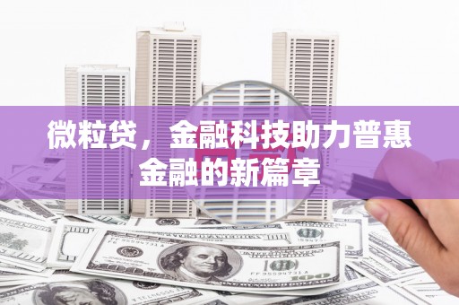 叶城微粒贷，金融科技助力普惠金融的新篇章