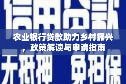 叶城农业银行贷款助力乡村振兴，政策解读与申请指南