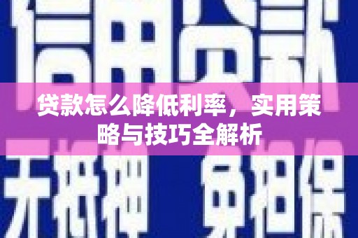 叶城贷款怎么降低利率，实用策略与技巧全解析